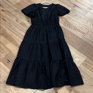 Anthropologie Black Tiered Puff Sleeve Sommerset Maxi Dress